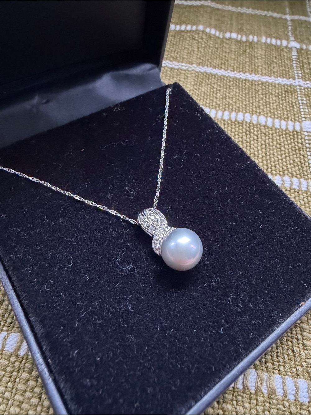 Sterling Silver Pearl Pendant Necklace with Cubic Zirconia Accents